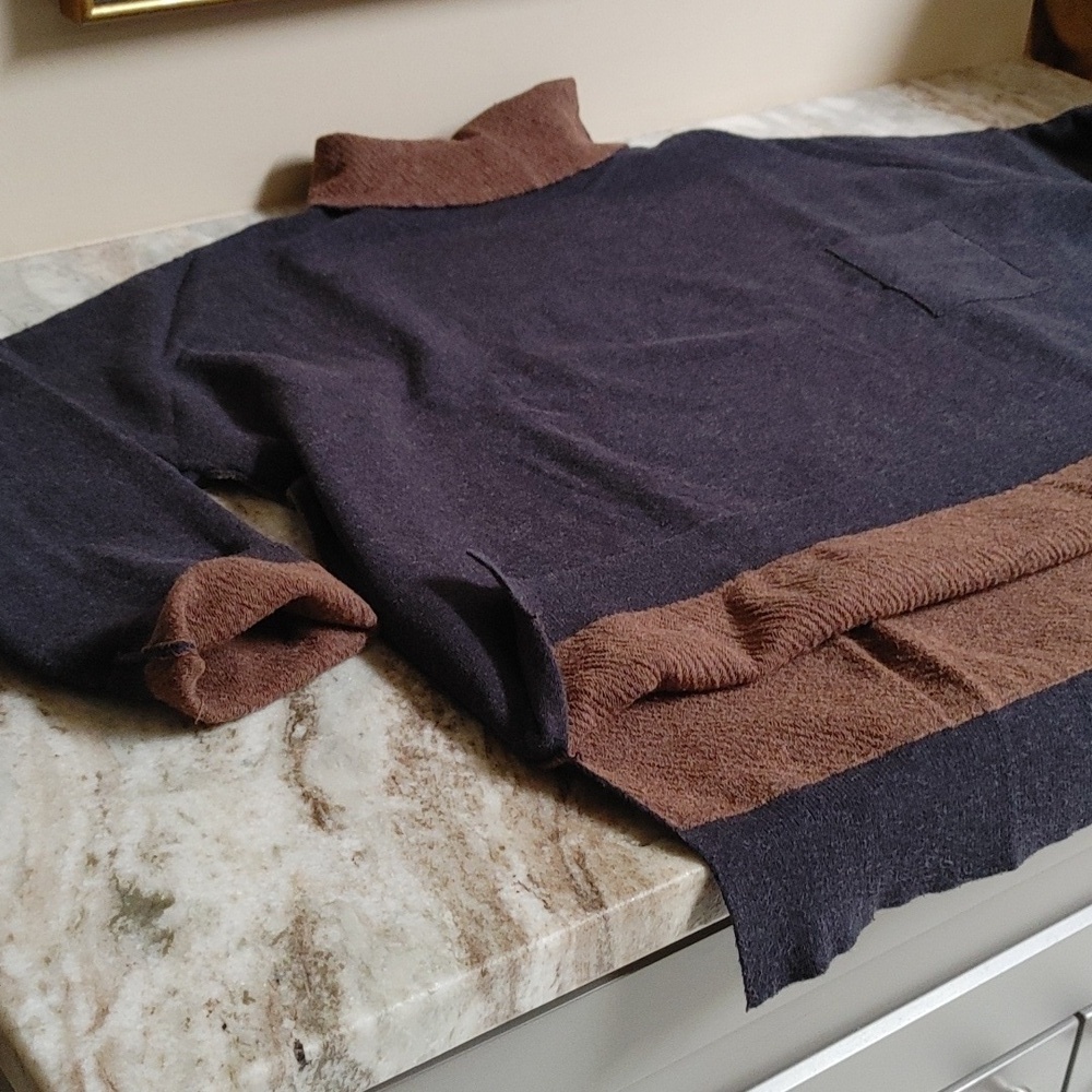 Humanoid Sweater Turtleneck in Blue & Brown Size M